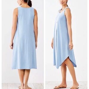 J.Jill Minimalist Cotton Modal Asymmetrical Hem Sleeveless Blue Midi Dress M